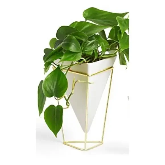 Home Decor Planters White Ceramic Planter UMBRA TRIGG White Gold Modern - Picture 2 of 5